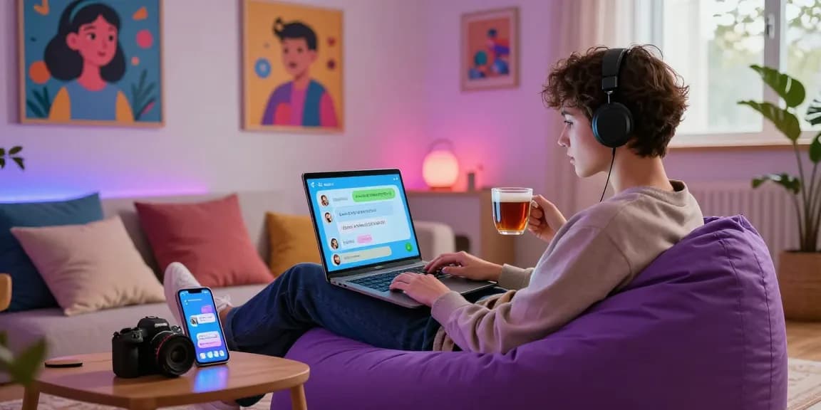 Experience seamless nsfw chat interactions in a cozy digital space with vibrant lighting and AI engagement.