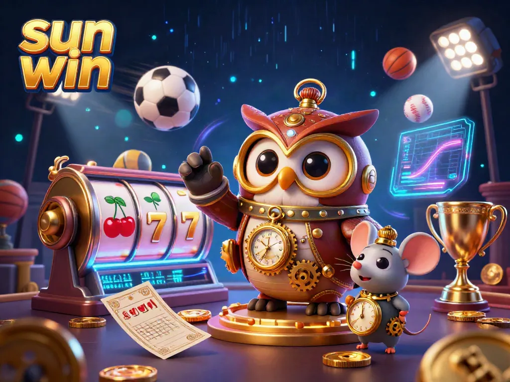 Engage in thrilling gaming experiences with sun win featuring a stylish 3D owl and dynamic casino elements.