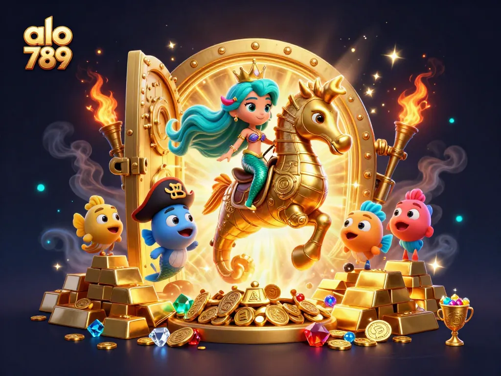 Experience the thrill of winning at alo 789 with a vibrant 3D digital illustration of exciting casino games.