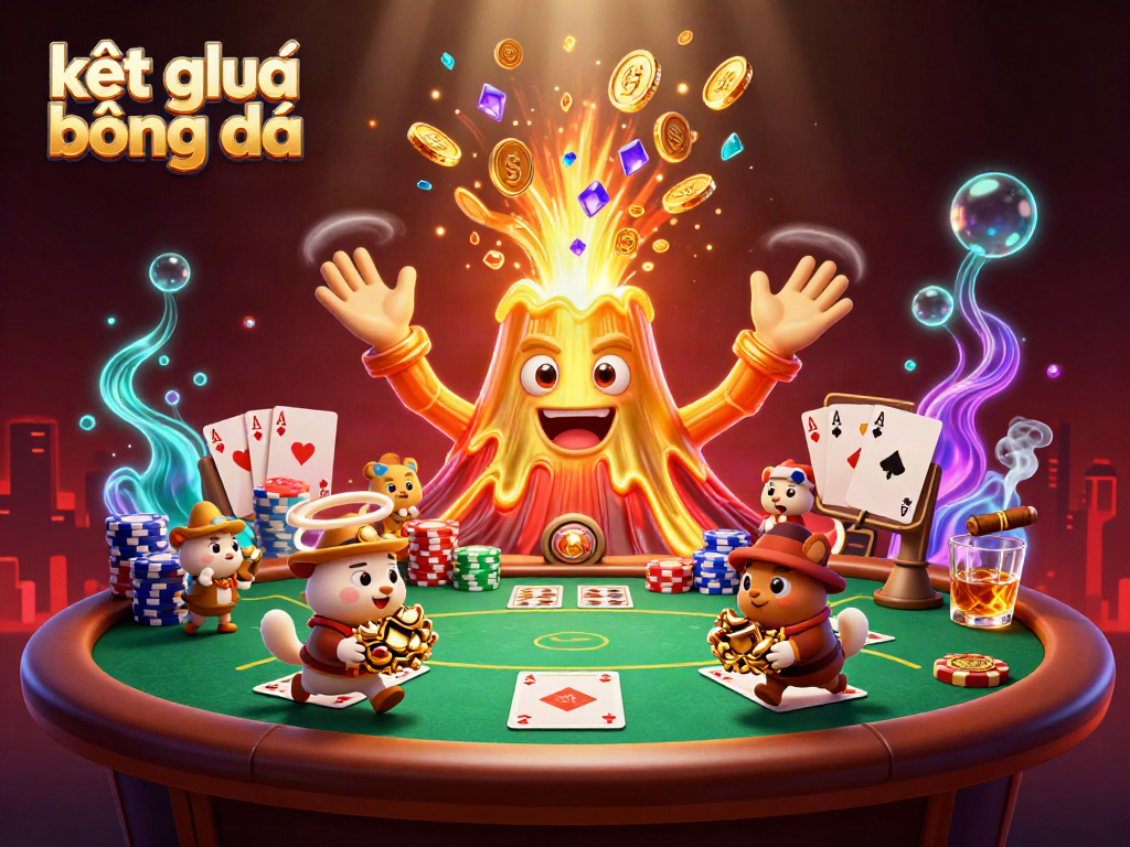 Experience thrilling kết quả bóng đá action in a vibrant 3D gambling scene filled with treasures.