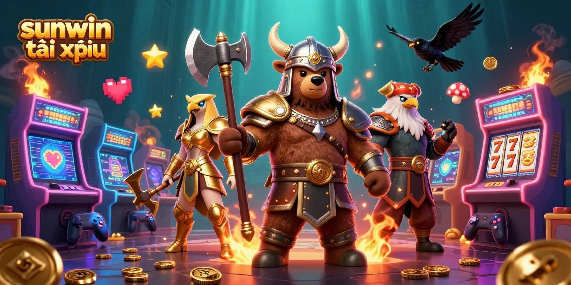 Win big with sunwin tài xỉu at dynamic 3D gaming scene filled with lively characters and vibrant elements.