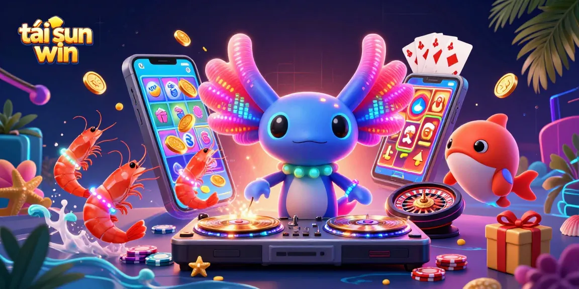 Spin to win with tải sun win featuring vibrant 3D characters and casino elements