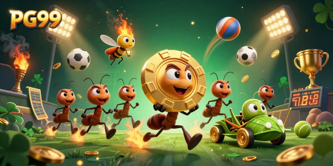 Experience exciting gameplay at PG99, with ants carrying a giant poker chip in a dynamic casino heist.