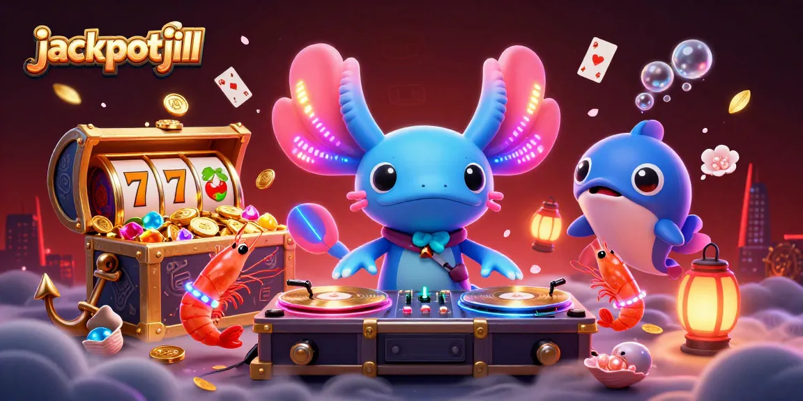 Spin to win with jackpotjill in a vibrant underwater casino party scene.
